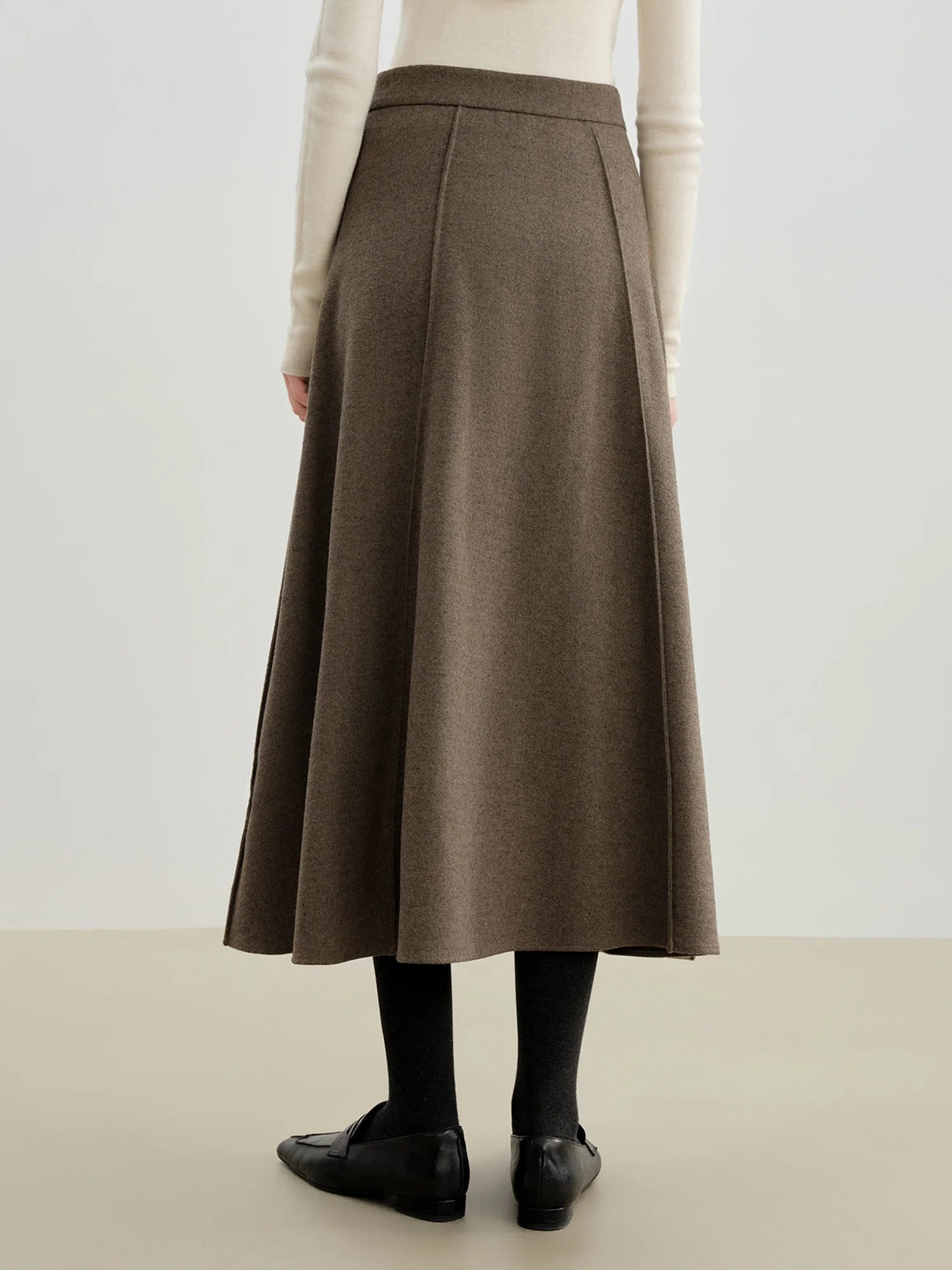 ZIQIAO 2025 Autumn Winter New Arrival Elegant 3D-Seamed Wool Draping Flared Umbrella-Style Skirt Stylish Half-Length Slim Skirts