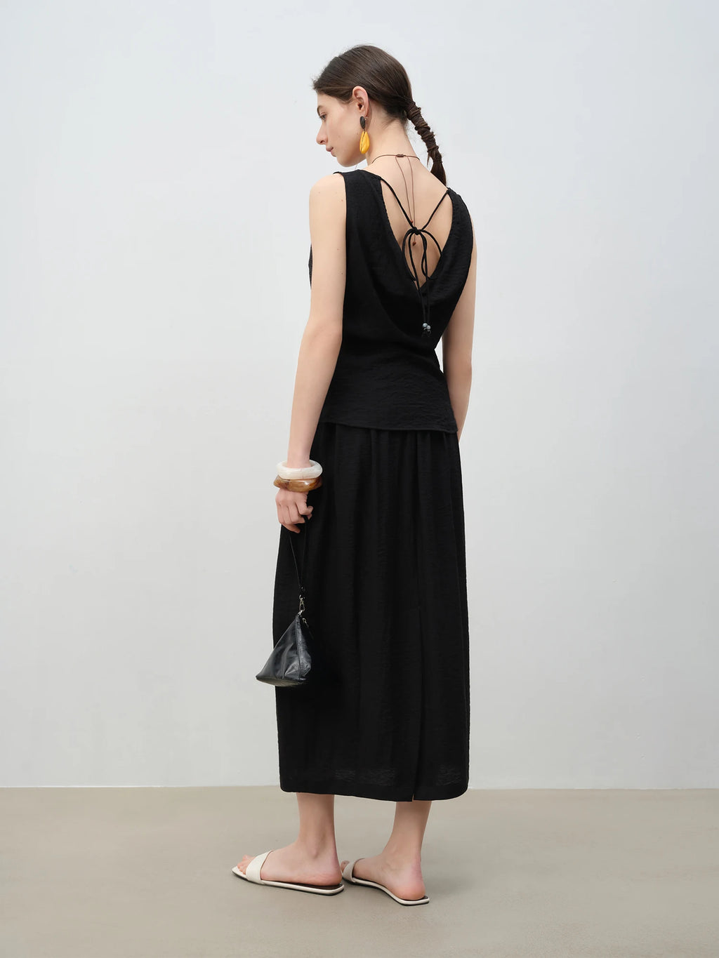 ZIQIAO 2025 Summer Petite Women Asian-Inspired Sleeveless Set - Flowy Blouson Skirt Tank Top Casual Outfit for Special Occasions