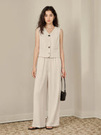 ZIQIAO Old Money Style Vest Wide-leg Pants Set Female 2025 Summer New Temperament High-end Two-piece Outfits 25ZQ92278+25ZQ92272