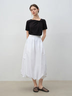 ZIQIAO Asymmetrical Knot Design - Petite Women's Short Sleeve T-Shirt - 2025 New Arrival Summer Slimming Versatile Top 25ZQ92102