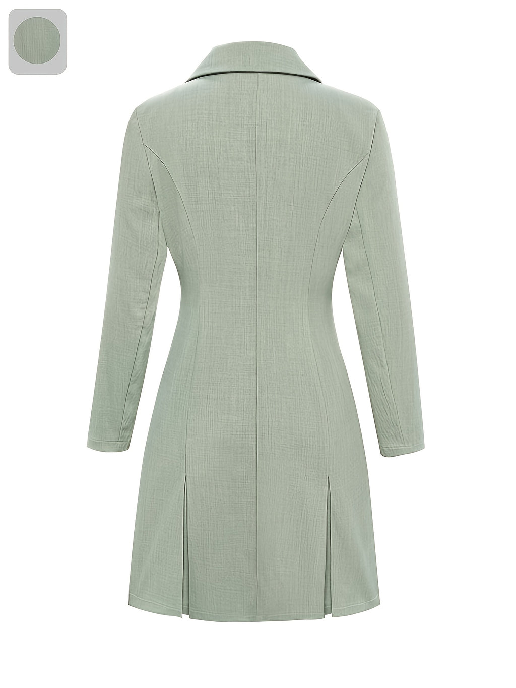 Elegant Double Breasted Midi Dress for Women - Solid Color Long Sleeve Dress with Vent Hem, Office to Casual Fall Winter Dress with Slim Fit