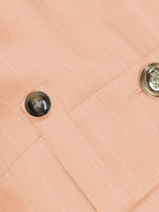 Autumn and Winter Women's Casual Elegant Striped Print V-Neck Sleeveless Vest, Suit Lapel Long-Sleeve Regular Fit Jacket and Pants Set, 3pcs Outfit for Office Commute, Business Trips, and Formal Occasions