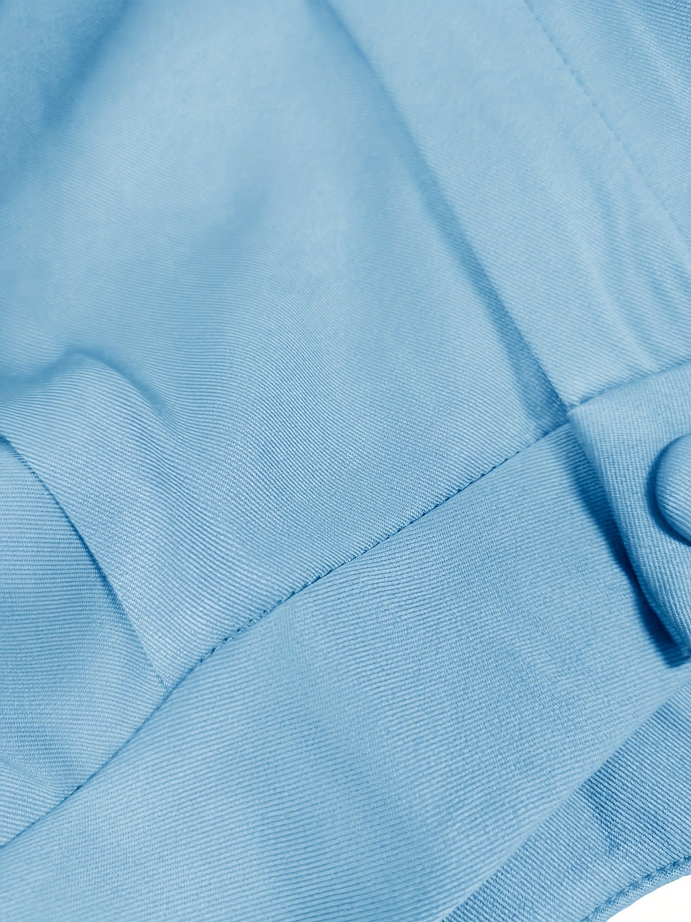 Women'S Elegant Light Blue Lapel Collar Long Sleeve Blazer & Pants Set - 2pcs, Non-Stretch Fabric, Regular Fit, Perfect for Office & Casual Outings, Office Attire|Elegant Lapel Collar|Nonstretch Fabric