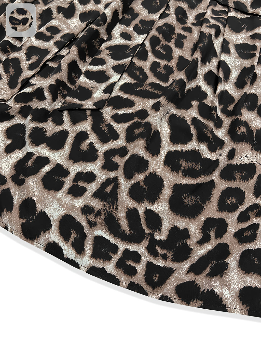 Elegant leopard print long-sleeve dress for women with pockets, featuring a cross V-neck and high collar, perfect for autumn and winter.