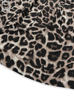 Elegant leopard print long-sleeve dress for women with pockets, featuring a cross V-neck and high collar, perfect for autumn and winter.